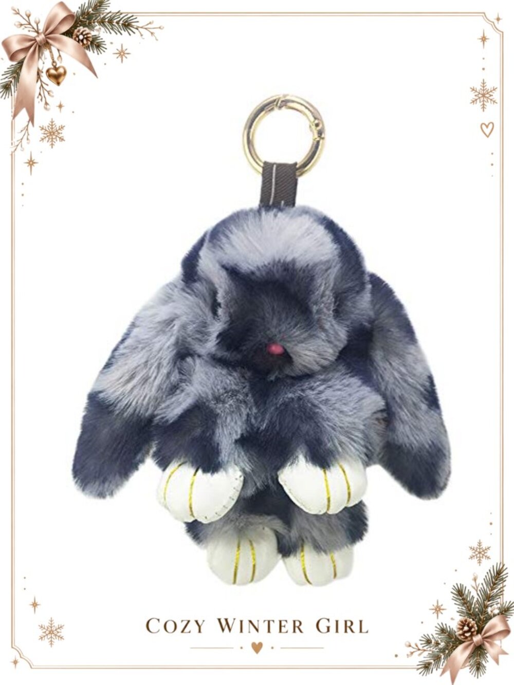 Synthetic Fur Rabbit Keychain Mini Articulated Plush Keyring for Bags